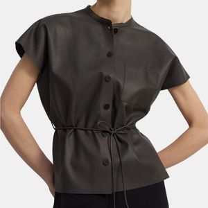 Theory Black Faux Leather Shirt